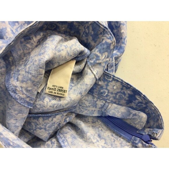 LL Bean Floral Linen Skirt Cornflower Blue Womens 4 - Picture 3 of 7